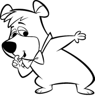 A coloring page of yogi bear